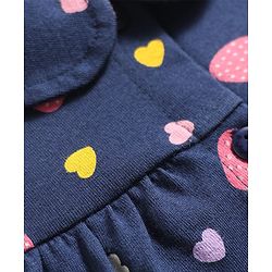 Babyhug Cotton Knit Half Sleeves Strawberry & Hearts Printed Co-Ords Top & Shorts Night Suit - Navy Blue