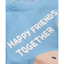 Babyhug 100% Cotton Knit Half Sleeves Dino Printed T-Shirt & Shorts Set - Light Blue & Beige