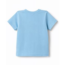 Babyhug 100% Cotton Knit Half Sleeves Dino Printed T-Shirt & Shorts Set - Light Blue & Beige