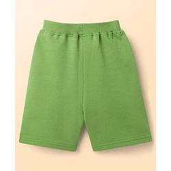 Babyhug Single Jersey Knit Half Sleeves Striped T-Shirt & Shorts Set with Bear Embroidery - Green