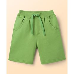 Babyhug Single Jersey Knit Half Sleeves Striped T-Shirt & Shorts Set with Bear Embroidery - Green