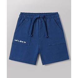 Babyhug Single Jersey Knit Half Sleeves T-Shirt & Shorts With Sea Life Print - White & Navy Blue