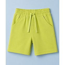 Babyhug 100% Cotton Knit Half Sleeves Pear & Text Printed T-Shirt & Shorts Set - White & Lime Green