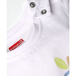 Babyhug 100% Cotton Knit Half Sleeves Pear & Text Printed T-Shirt & Shorts Set - White & Lime Green