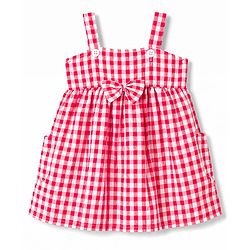 Babyhug Cotton Woven One Piece Dresses/Frocks Sleeveless Gingham Multi Color 3-6 Months