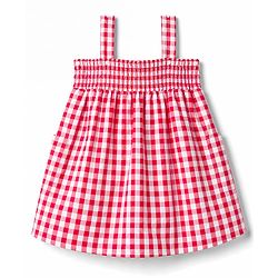 Babyhug Cotton Woven One Piece Dresses/Frocks Sleeveless Gingham Multi Color 3-6 Months