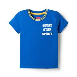 Babyhug Single Jersey Knit Half Sleeves T-Shirt & Shorts Set with Text Print - Yellow & Blue