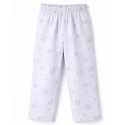 Babyhug Cotton Knit Full Sleeves Co-Ord Shirt & Pyjama Printed Night-Suit - Light Blue