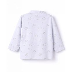 Babyhug Cotton Knit Full Sleeves Co-Ord Shirt & Pyjama Printed Night-Suit - Light Blue