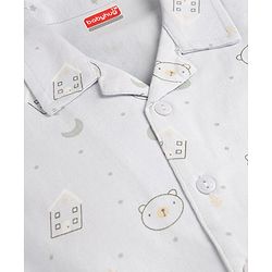 Babyhug Cotton Knit Full Sleeves Co-Ord Shirt & Pyjama Printed Night-Suit - Light Blue