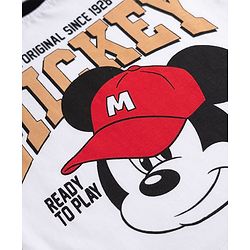 Babyhug Disney Single Jersey Knit Half Sleeves Raglan T-shirt & Shorts With Mickey Mouse Graphic - Black & White