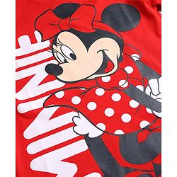 Babyhug Disney 100% Cotton Knit Drop Shoulder Nighty With Minnie Mouse Graphic - Red