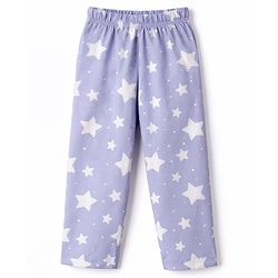 Babyhug Cotton Knit Full Sleeves Co-Ord Shirt & Pyjama Night-Suit With Star Print- Purple