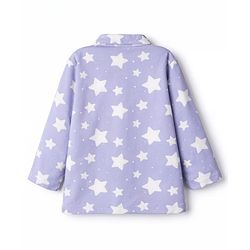 Babyhug Cotton Knit Full Sleeves Co-Ord Shirt & Pyjama Night-Suit With Star Print- Purple