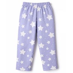 Babyhug Cotton Knit Full Sleeves Co-Ord Shirt & Pyjama Night-Suit With Star Print- Purple