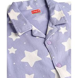 Babyhug Cotton Knit Full Sleeves Co-Ord Shirt & Pyjama Night-Suit With Star Print- Purple