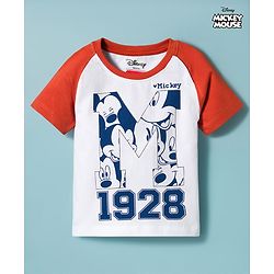 Babyhug Disney Single Jersey Knit Raglan Half Sleeves T-Shirt With Mickey Mouse Graphics - Multicolor