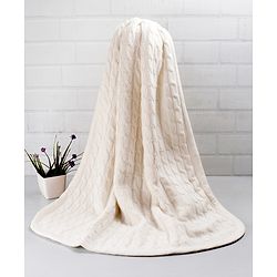 Babyhug Premium Cotton Knitted & Fur Blanket - White