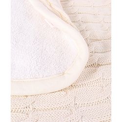 Babyhug Premium Cotton Knitted & Fur Blanket - White