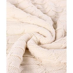 Babyhug Premium Cotton Knitted & Fur Blanket - White