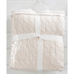 Babyhug Premium Cotton Knitted & Fur Blanket - White