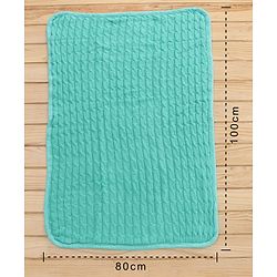 Babyhug Premium Cotton Knitted & Fur Blanket - Green