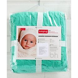 Babyhug Premium Cotton Knitted & Fur Blanket - Green