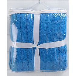 Babyhug Premium Cotton Knitted & Fur Blanket - Blue