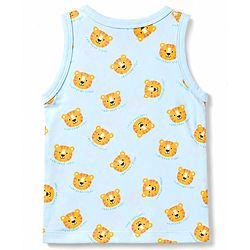 Babyhug 100% Cotton Single Jersey Knit Sleeveless Antibacterial Sando Striped Vests With Cub Print Pack of 3 - Multicolor