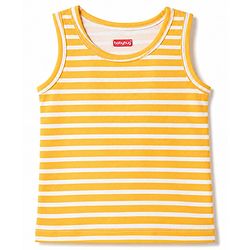 Babyhug 100% Cotton Single Jersey Knit Sleeveless Antibacterial Sando Striped Vests With Cub Print Pack of 3 - Multicolor