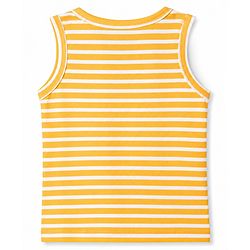Babyhug 100% Cotton Single Jersey Knit Sleeveless Antibacterial Sando Striped Vests With Cub Print Pack of 3 - Multicolor