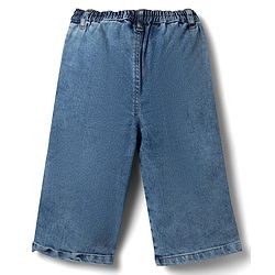 Babyhug Disney Full Length Denim Jeans with Minnie Mouse Patch - Blue
