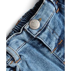 Babyhug Disney Full Length Denim Jeans with Minnie Mouse Patch - Blue