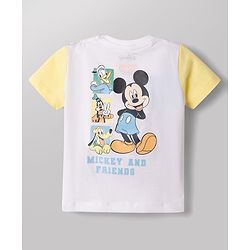 Babyhug Disney Single Jersey Knit Half Sleeves T-Shirt & Denim Shorts set with Front & Back Mickey & Friends Graphics - Multicolor