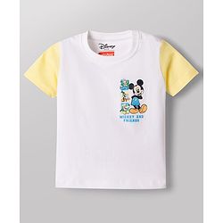 Babyhug Disney Single Jersey Knit Half Sleeves T-Shirt & Denim Shorts set with Front & Back Mickey & Friends Graphics - Multicolor