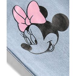 Babyhug Disney Denim Full Length Jeans With Minnie Mouse Graphic & Bow Embroidery - Light Blue