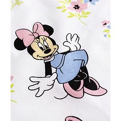 Babyhug Disney Single Jersey Knit Denim Frock with Half Sleeves T-Shirt with Minnie Mouse Graphics - White & Blue