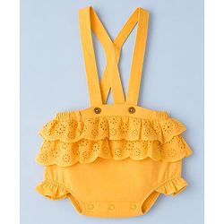 Babyhug 100% Cotton Interlock Knit Half Sleeves Onesies With Duck Embroidery - Orange