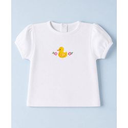 Babyhug 100% Cotton Interlock Knit Half Sleeves Onesies With Duck Embroidery - Orange