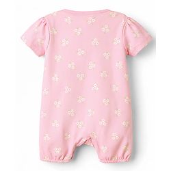 Babyhug 100% Cotton Knit Half Sleeves Solid & Floral Printed Rompers Pack of 2 - Multicolor