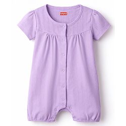 Babyhug 100% Cotton Knit Half Sleeves Solid & Floral Printed Rompers Pack of 2 - Multicolor