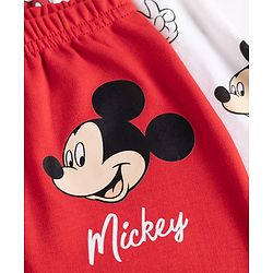 Babyhug Disney Interlock Knit Full Length Mickey Mouse Printed Diaper Leggings Pack of 2 - Red & White