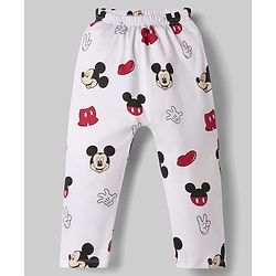 Babyhug Disney Interlock Knit Full Length Mickey Mouse Printed Diaper Leggings Pack of 2 - Red & White