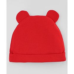 Babyhug Disney Interlock Knit Cap Mittens & Booties with Mickey Mouse Print Red -Diameter 15 cm