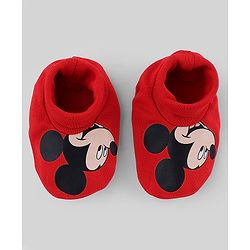 Babyhug Disney Interlock Knit Cap Mittens & Booties with Mickey Mouse Print Red -Diameter 15 cm