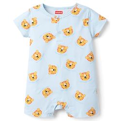 Babyhug 100% Cotton Interlock Knit Half Sleeves Rompers With Tiger Print Pack of 2 - Multicolor