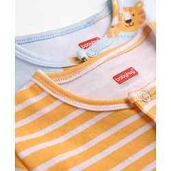 Babyhug 100% Cotton Interlock Knit Half Sleeves Rompers With Tiger Print Pack of 2 - Multicolor