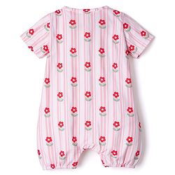 Babyhug 100% Cotton Knit Half Sleeves Floral & Bow Printed Rompers Pack Of 2 - Multi Color