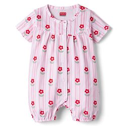 Babyhug 100% Cotton Knit Half Sleeves Floral & Bow Printed Rompers Pack Of 2 - Multi Color