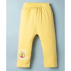 Babyhug Disney Interlock Knit Full Length Striped Diaper Legging With Winnie the Pooh Graphic Pack of 2 - Yellow & White